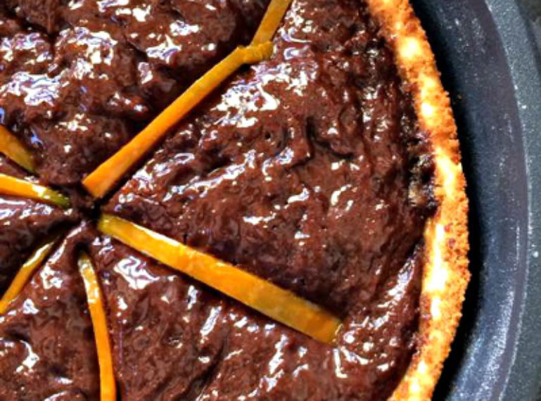 Crostata di zucca e cacao cotta in padella